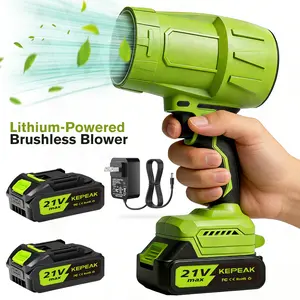 Cordless Electric Air Duster Blower with 2 Batteries Variable Speed Turbo Jet Fan for Car Drying Keyboard Cleaning Outdoor Use