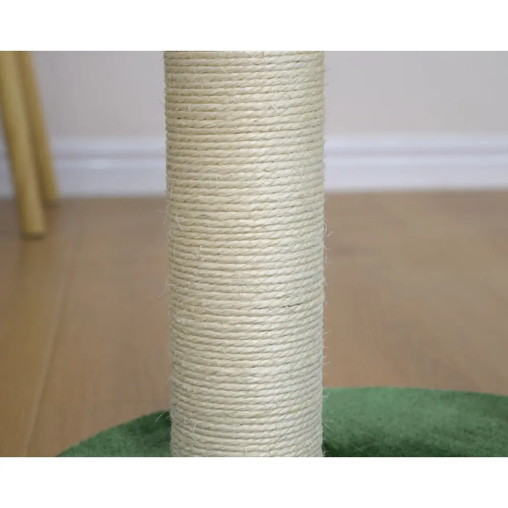 Moultrie Plush Mushroom Perch - 2-Level Apartment-Sized Cat Furniture, 20"H Medium Natural Sisal Scratching Post for Healthy Claws, Self-Grooming Encouragement, Ez Twist System