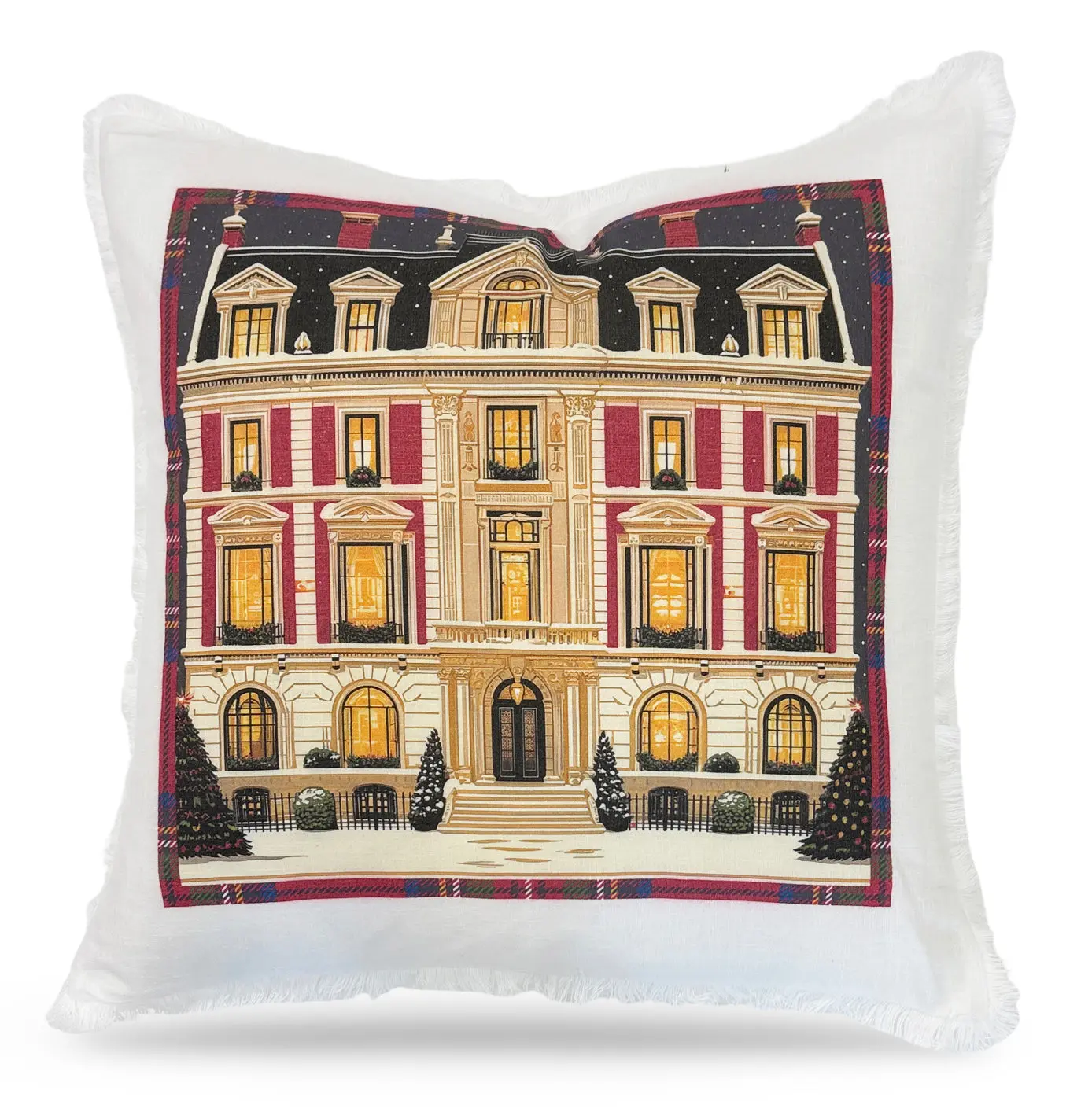Christmas On Fifth Avenue Linen Cotton 22x22 Square Pillow