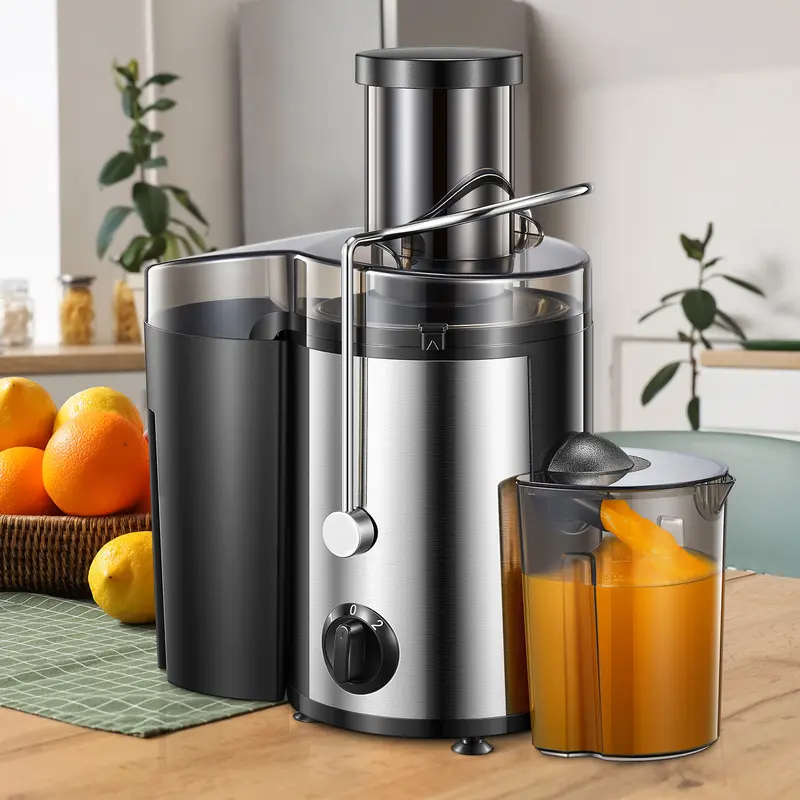 Qcen Juicer, 500W Juicer Machine with 3 Inch Wide Chute for Whole Fruits, High Yield Juice Extractor with 2 Speeds, Easy to Clean with Cleaning Brush, Compact Centrifugal Juicer Anti-drip, Christmas Gift