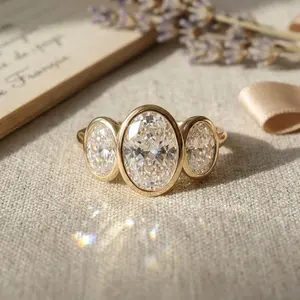 Sophisticated and stylish oval diamond ring, a vintage-inspired, versatile ring for women. Luxurious and vintage style, perfect for weddings, everyday wear, and Valentine's Day gifts. Ideal for wedding rings.