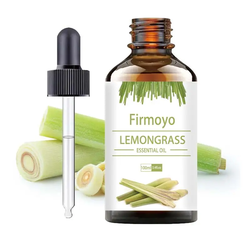 100ml/3.38oz Natural Lemongrass Essential Oil - Hypoallergenic Moisturizing Massage Oil, Body care oil, Ideal for skin hydration, body massage, and use in diffusers and humidifiers, Unisex, Botanical design - FIRMOYO