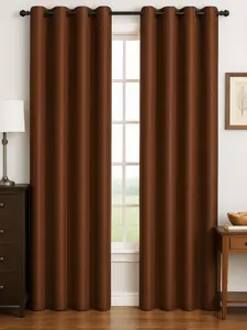 Luxury Glow Faux Silk Curtain Panel – 2 Panel Set, Each 54x84”, 8 Grommets, Elegant Light Blocking Drapes for Bedrooms Living Rooms -Brown