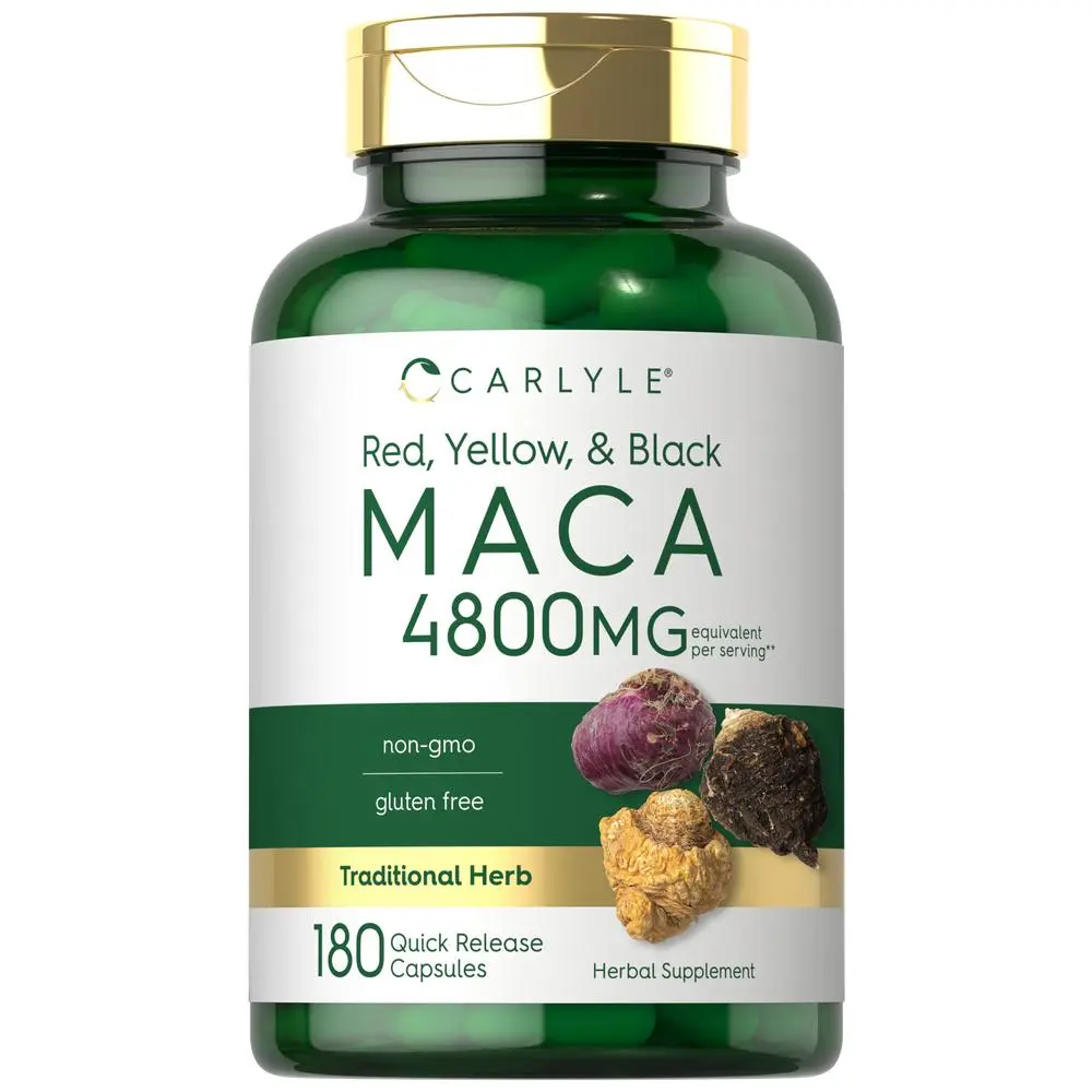 Carlyle Maca Root Capsules for Women & Men - 4800 mg - 180 Count - High Potency Extract - Non-GMO & Gluten Free Supplement