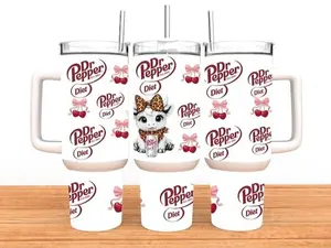 Diet Dr Pepper 40oz Insulated Tumbler Tumbler With Handle, Gifts For Dieters, Cute Cherry Aesthetic Cup, Pink Girly Kawaii Animal Travel Mug, Stainless Steel Vacuum Reusable Drinkware, Soda Lover Gift For Her, Trendy Coquette Style Cute Tumbler