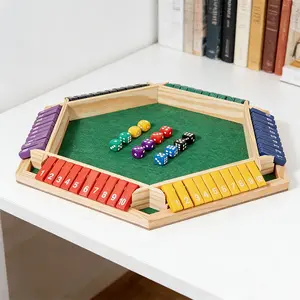 Shut The Box Classic Wooden Math Party Board Game - Foldable Wooden Educational Family Game Set for Kids & Adults with Dice Round Table Game