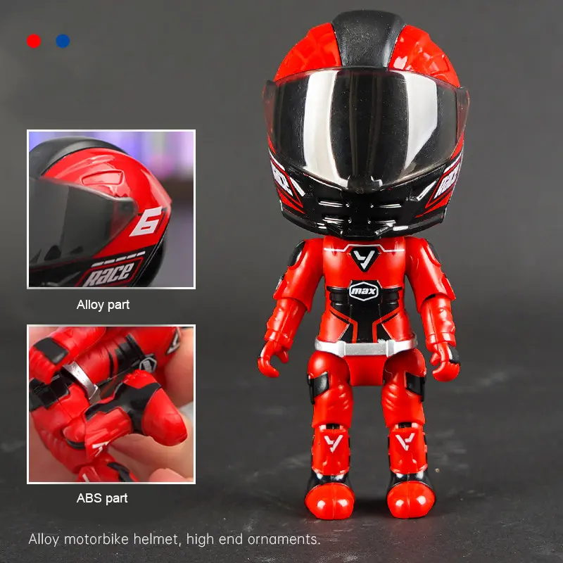 Motorcycle Helmet Art Toy Statue - Foldable Joint, Movable Design, Storable Inside Helmet, Home Decoration for Motorcycle Enthusiasts