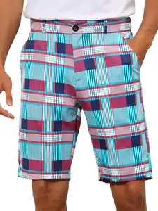 INSPIRE CHIC Plaid Shorts for Men's Straight Fit Comfort Flat Front Checked Shorts