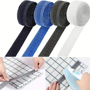 4 Pcs 5M Long Trim Edge Modified Strip, Ironed Hem, Shortened Self-Adhesive Cuff, Hem Fabric Tape for Suit Pants, Jeans, Trousers, DIY Sewing Accessories (Black+White+Grey+Blue)