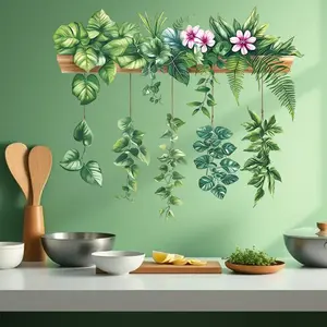 2pcs/set Fresh Plant Decorative Wall Sticker Kitchen Wine Cabinet Entrance Background Decoration Self-Adhesive