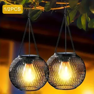 Outdoor Hanging Solar Lantern, Vintage Pendant Lights for Holiday Hanging Decorations, IP65 Outdoor Garden Patio Decorative Lights, Outdoor Garden Metal Lanterns, Brighter Solar Lights for Patio Garden Decorative Lighting for Patio Paths
