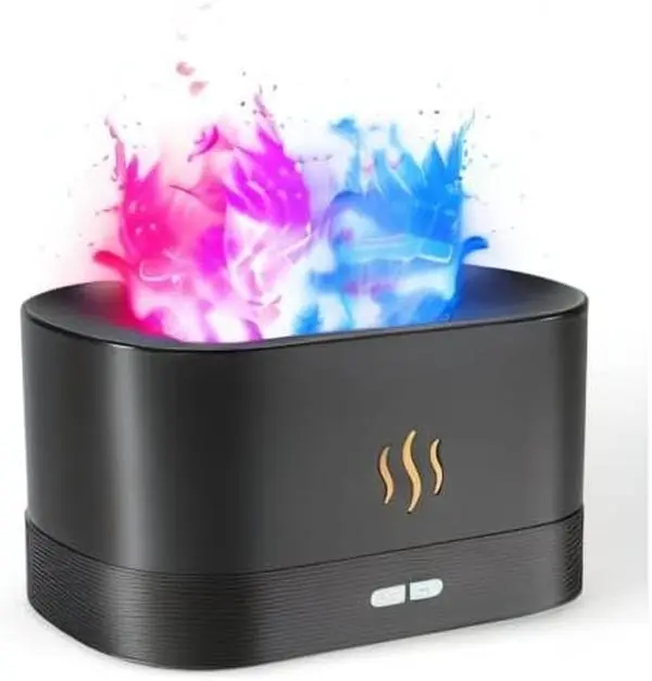 Upgraded 7 Color Flame Fireplace Air Aroma Essential Oil Diffuser Colorful Flame Air Aroma Diffuser Humidifier with Auto-Off Protection for Home Office Yoga