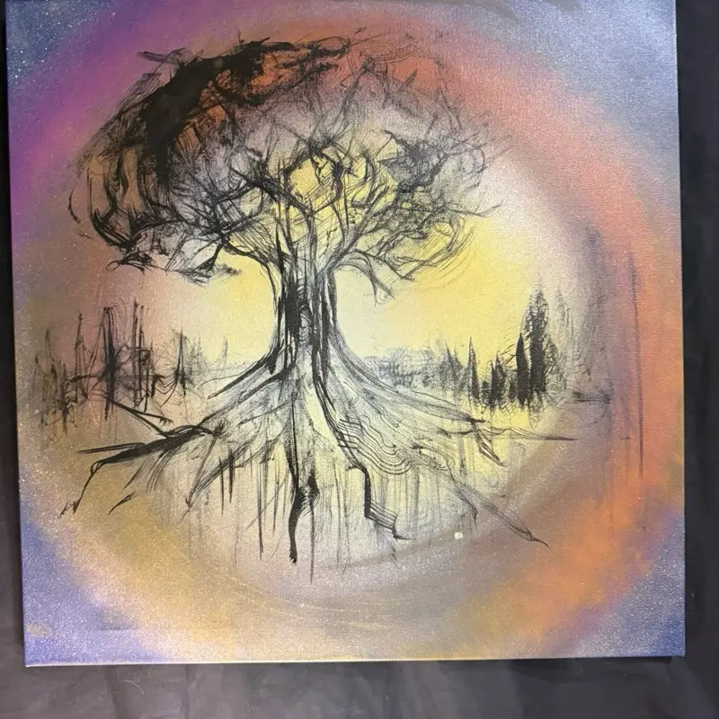 The Tree of Dreams 24x24x Acrylic and Ink on Canvas Abstract Artwork for Home Decor