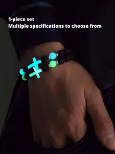 Luminous Cross Design Beaded Bracelet, Fashionable Jewelry for Women & Men, Trendy All-match & Exquisite Jewelry for Birthday Gift, Religious Jewelry Gift