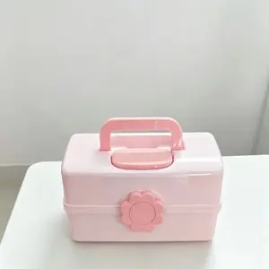 Foldable Three-Layer Storage Box with Handle, Lock for Organization, Multifunctional Storage Solution, Ideal for Hair Accessories, Makeup & More, Collapsible Storage Boxes