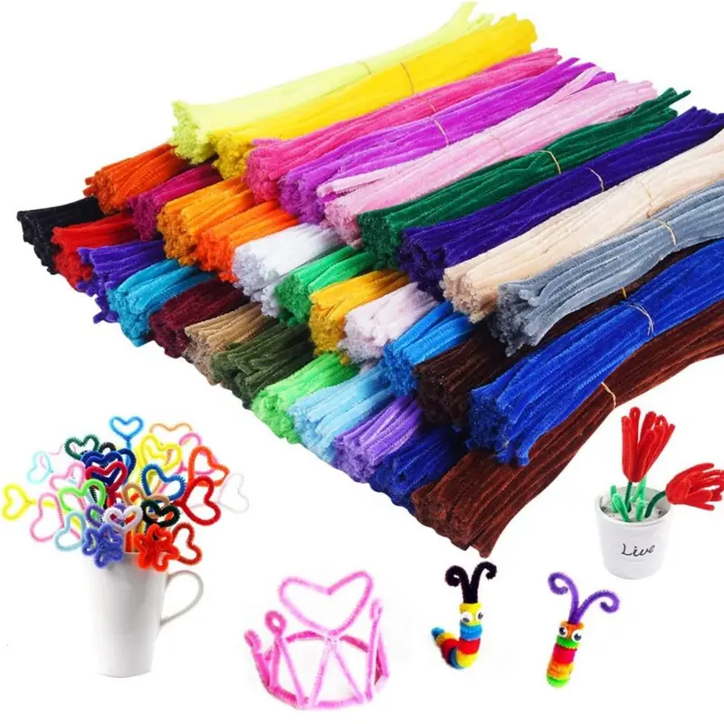 1600Pcs Pipe Cleaners Bulk Pack - 0.23x11.8in Fiber-Metal Flexible Bend Chenille Stems, DIY Craft Embellishments, 3D Mini Sculptures Supplies for Home & School Art Projects, Wall Trim Accessories