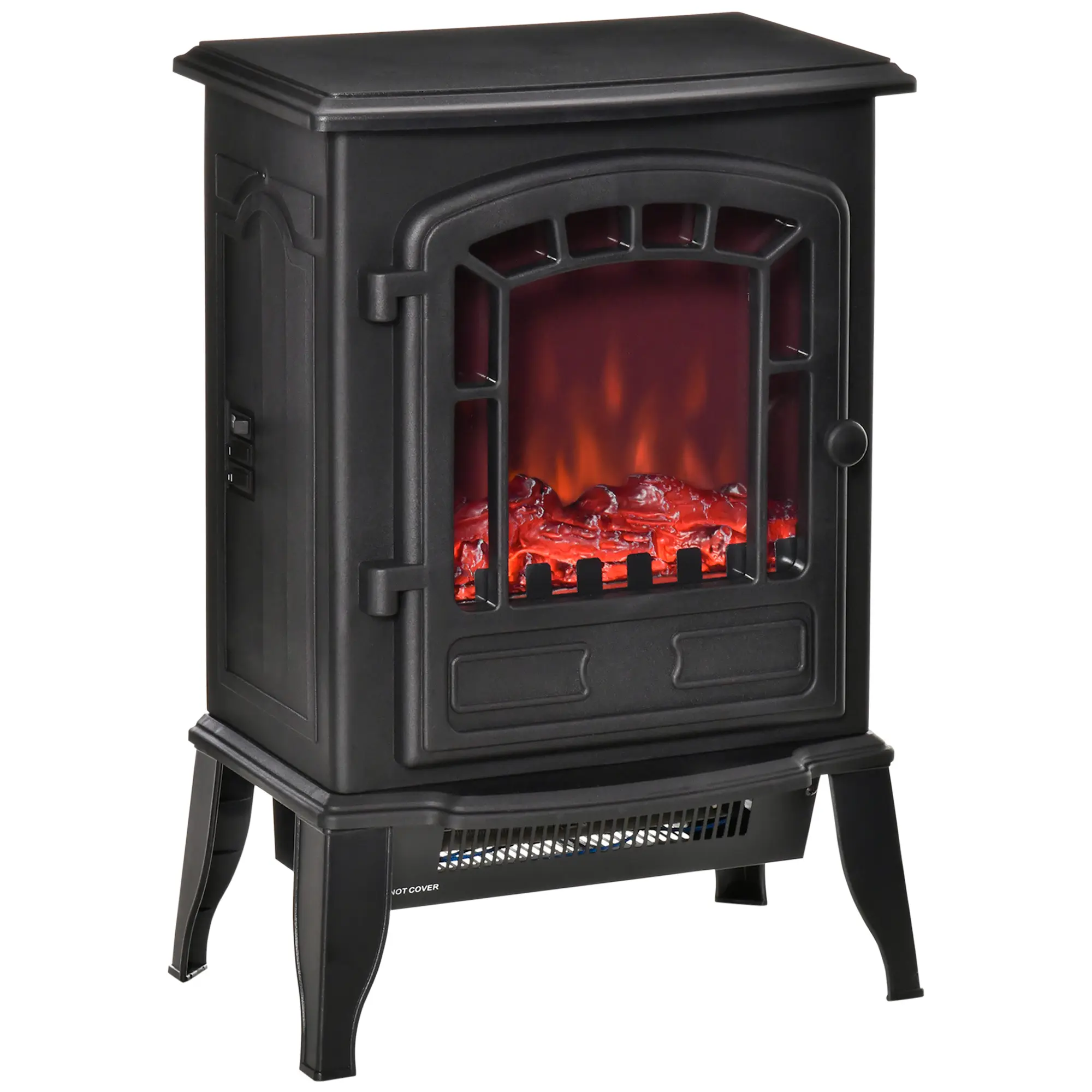 HOMCOM 22" Free Standing Electric Fireplace Stove, Fire Place Heater with Realistic Flame Effect, Overheat Safety Protection, 750W / 1500W