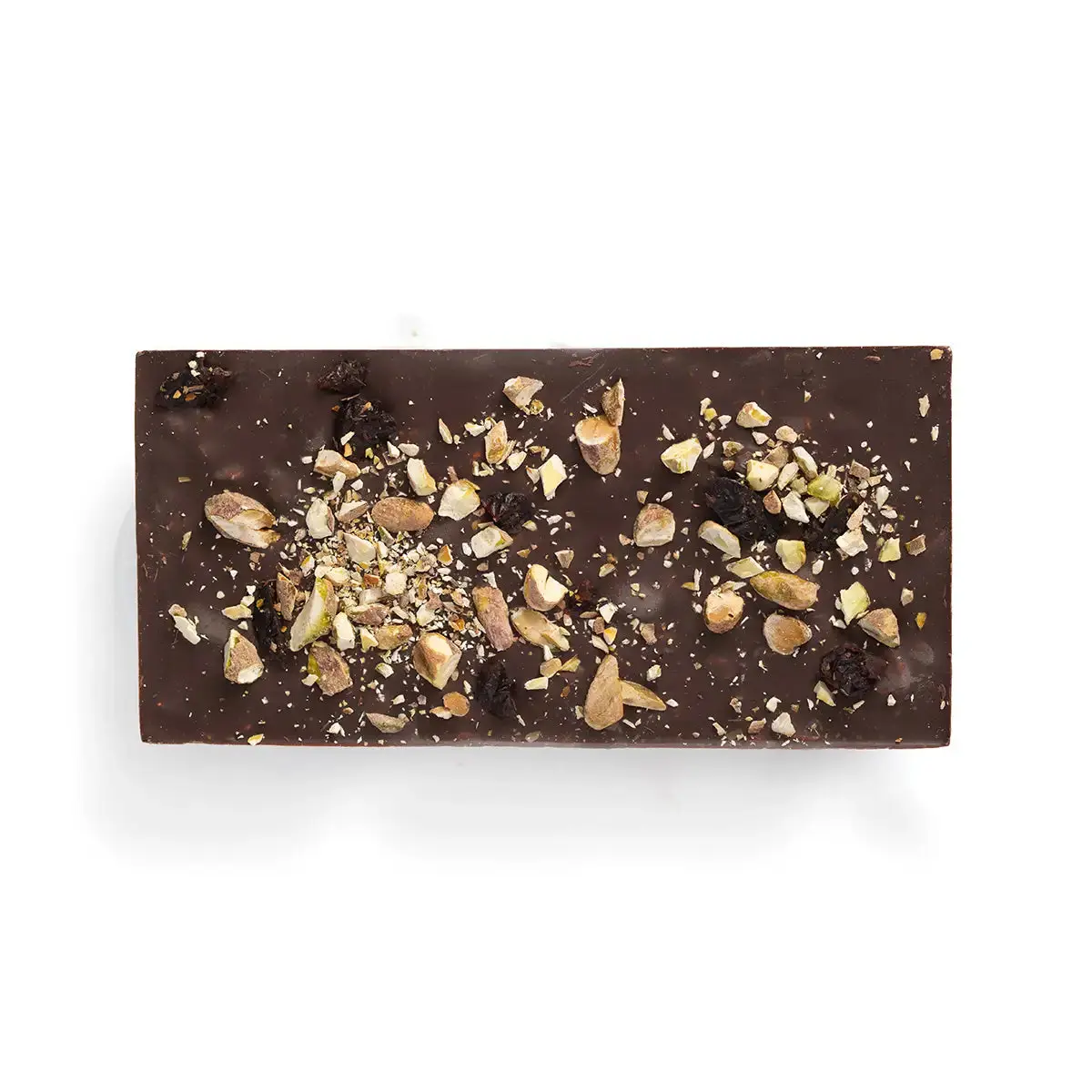 Gourmet Dark Chocolate Bar with Cherries & Pistachios | Lulubee Artisanal Chocolates