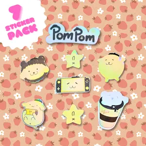 PomPom 7 Sticker pack - Computer or binder stickers - lovable pompom puri dog stickers 1in each sticker perfect for water bottles or laptops.