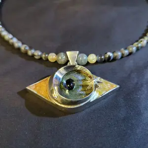 Phoenix IE Necklace with 360° Sun Circle & Magnetic Hemitite Gemstones Handmade Jewelry for Balance and Commitment