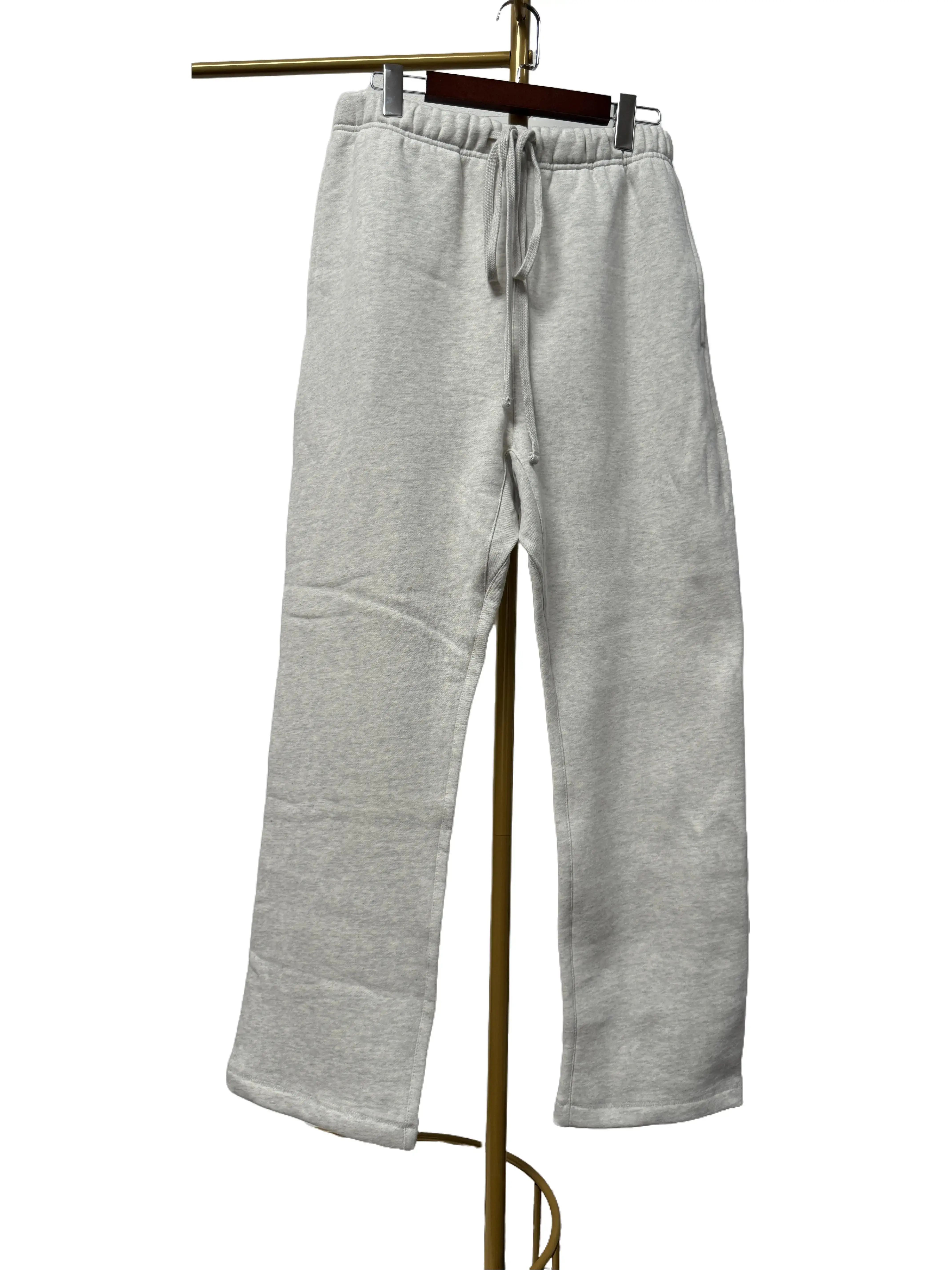 Men's Light Oatmeal Wide-Leg Essential Sweatpants - Menswear, Male Clothing, Heavyweight Ultra-Soft Fleece, Uncuffed Boxy Relaxed Fit Athleisure Casual Pants for Warm Everyday Wear