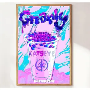 [Sale Up To 40%] [Unframed Poster] Katseye pink Gnarly Boba Poster, No Framed