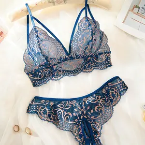 English: Sheer Lace Bralette Set - Lightweight Breathable See-Through Triangle Cups, Comfort & Style for Everyday Wear! Bra Sets