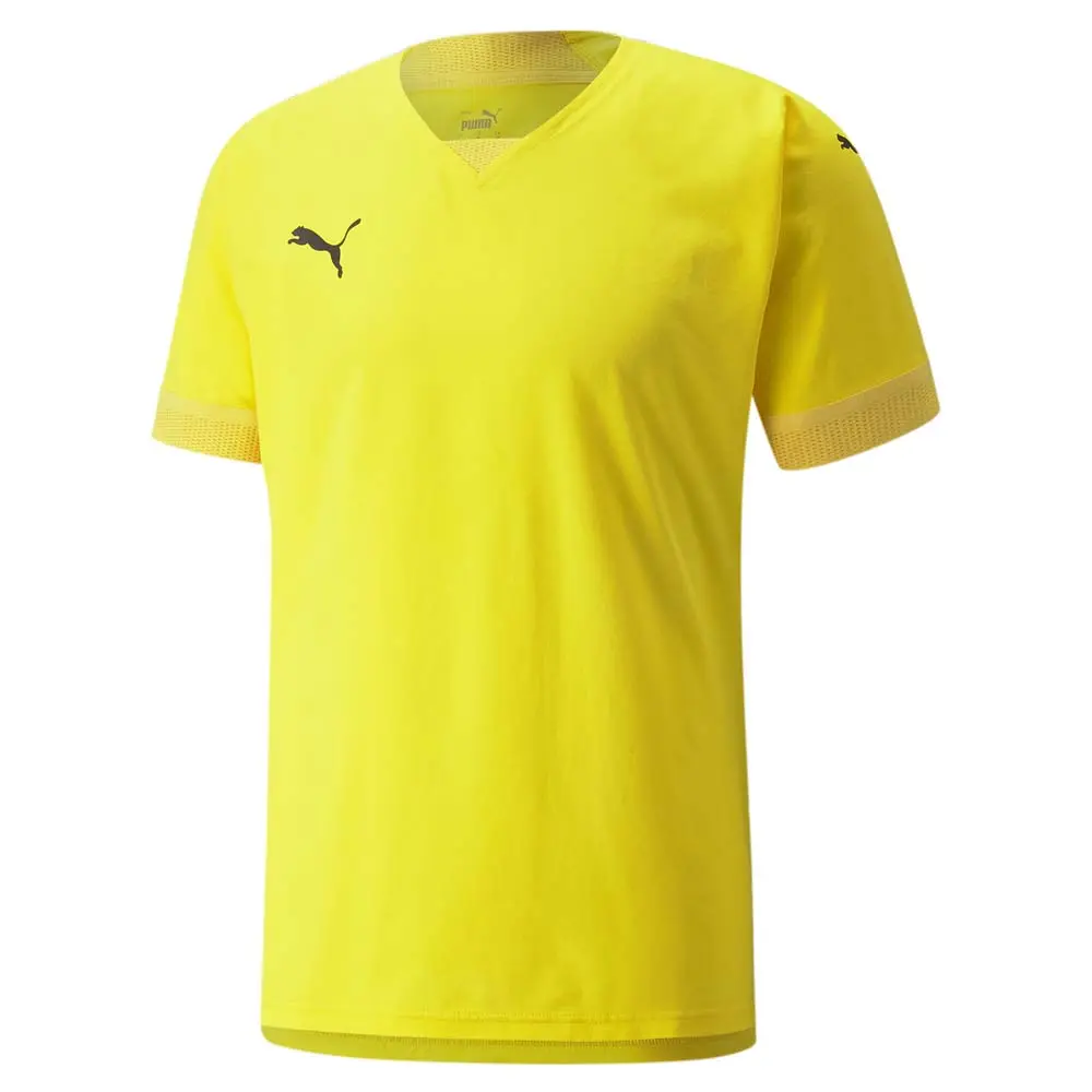 PUMA Mens Teamfinal V-Neck Short Sleeve Jersey Casual - Yellow