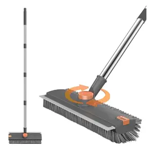 Bathroom deep mold remover crevice floor brush, long handle tile stain removal brush for bathroom, toilet floor gap cleaning squeegee floor brush shower curtains decor set prom bouquet