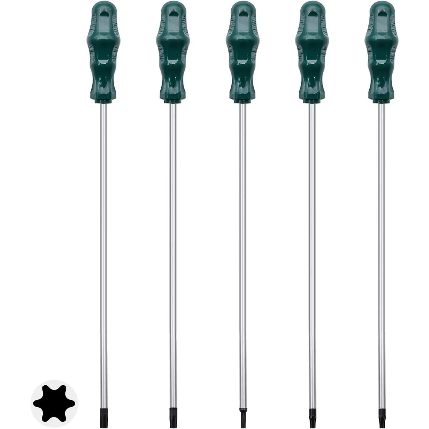 Extra Long Torx Screwdrivers Set, 5pcs 12in Magnetic Torx Screwdrivers Set, T15 - T30 (T15,T20,T25,T27,T30) Magnetic Torx Driver Star Screwdrivers