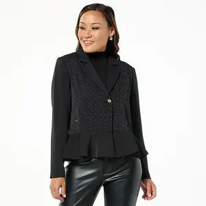 Christian Siriano C Wonder by Christian Siriano Hot Fix Crystal-Detailed Peplum Blazer
