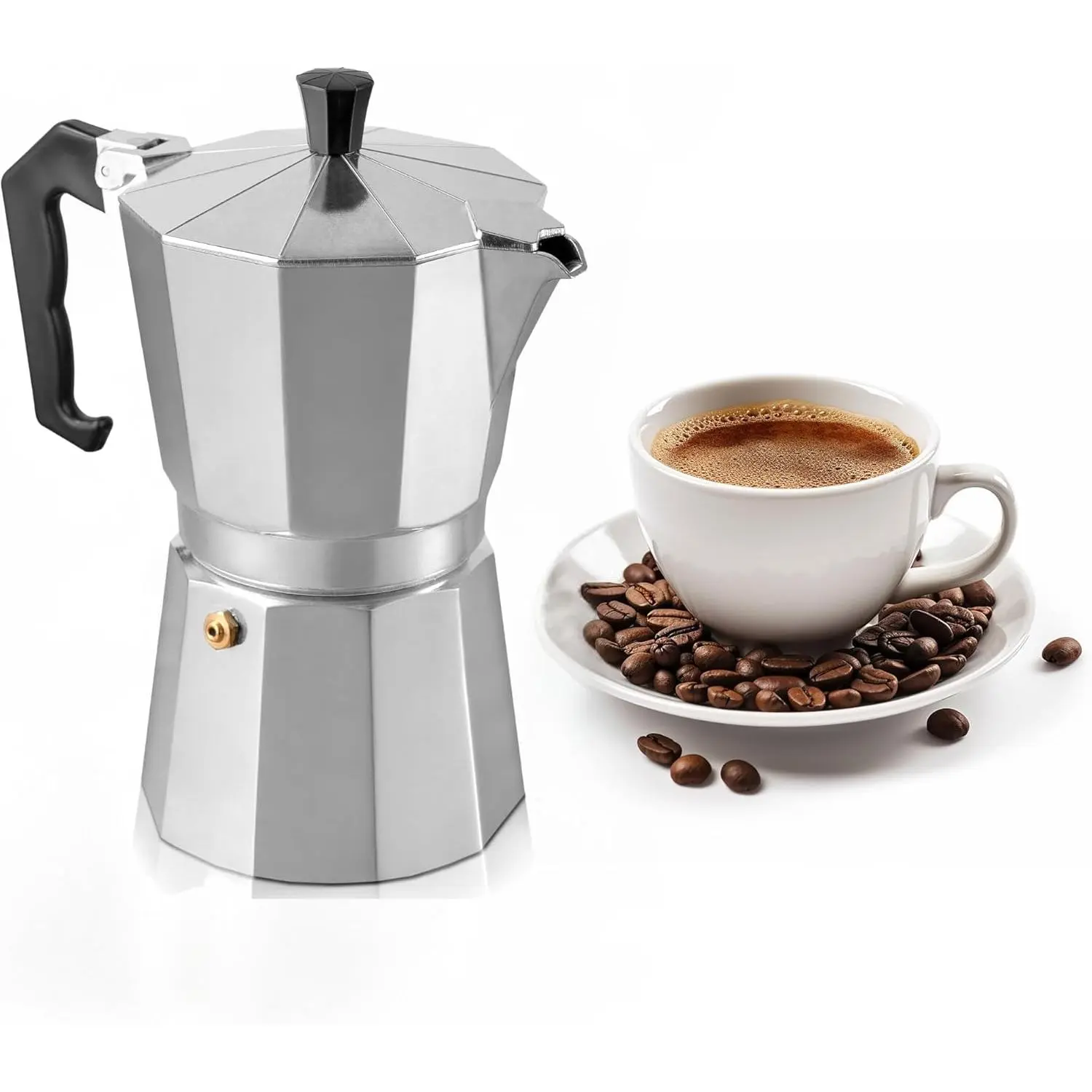 Mixpresso Metal Classic Italian Moka Stovetop Coffee Maker - 3-Cup, 5 Oz Versatile Espresso Maker for Gas & Electric Stovetops, Ergonomic Handle, Easy to Clean, Suitable for Espresso Lovers & Tea Preparation