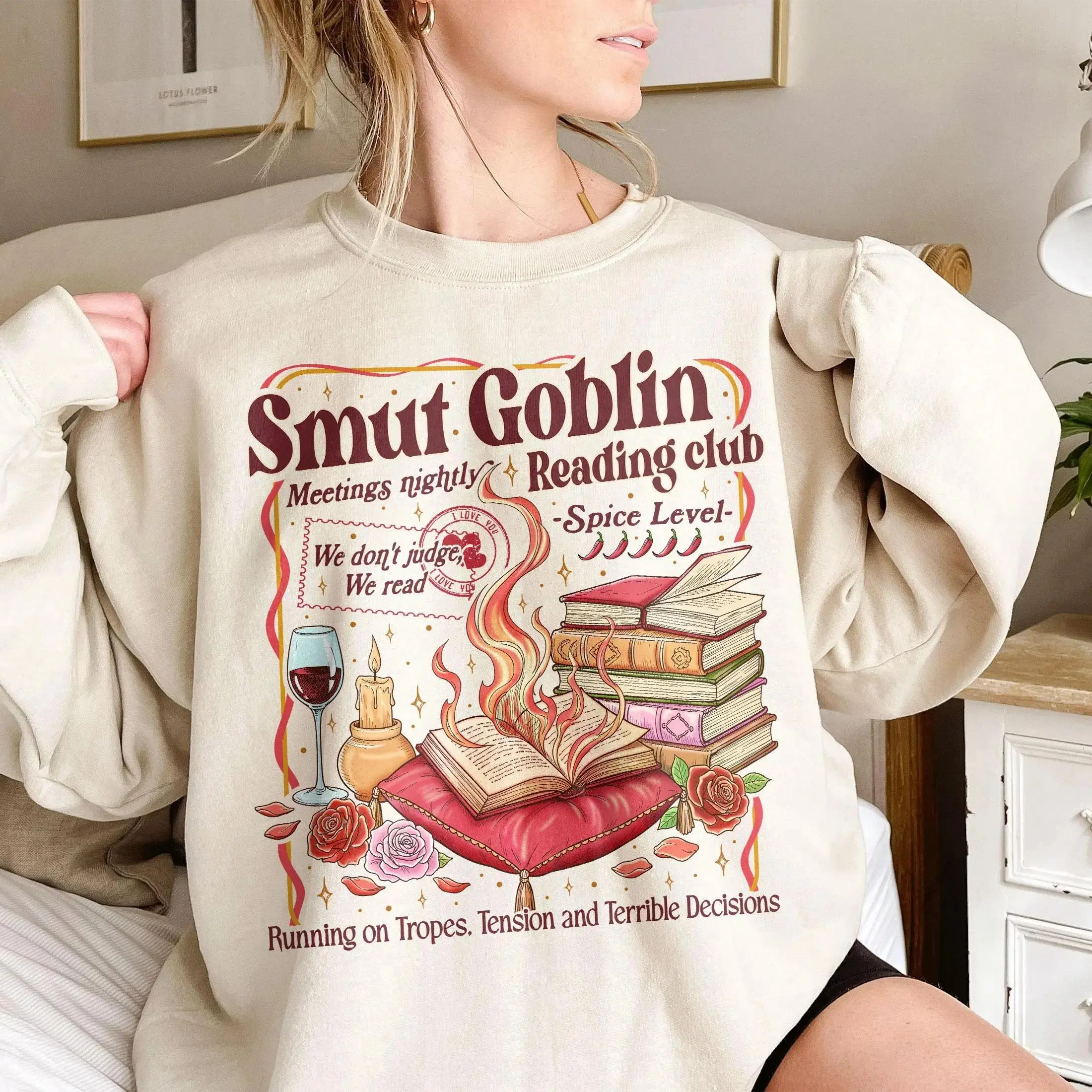 Smut Goblin Dark Romance Bookish Sweatshirt, Spicy Book Club Hoodie, Girl Date With A Book Sweater, Spread Those Pages Book Lover