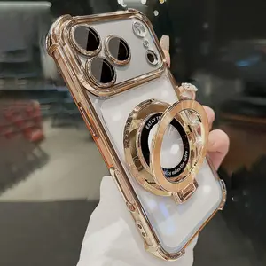 This is a magnetic transparent protective case designed for iPhone 12/13/14/15/16/17 Pro Max, Plus and Air series. It supports wireless charging, has a built-in magnetic bracket, and has a drop-resistant design. Comprehensive protection without dead ends