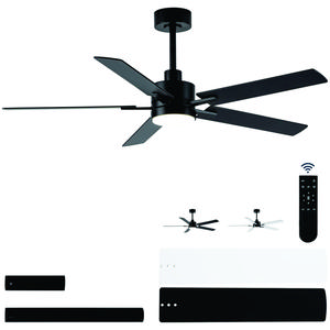 LANMEL 52'' & 42'' Black Ceiling Fans with Lights and Remote, 6 Speed Low Profile Modern Ceiling Fan with Quiet DC Motor for Indoor Outdoor Bedroom Living Room Black & White
