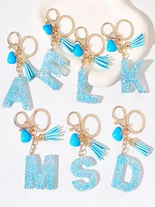 Initials Letter Design Keychain, Trendy Cute Keychain, Cute Tassel Decor Keychain for Women & Girls, Fashion Accessories for Bag & Car Key Decoration