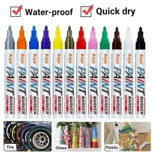 12 Color Oil Based Paint Markers – Permanent Waterproof Quick Dry Fade Resistant,Easy Application Marker Pen for Auto Detailing Tool,Rims Wheel Tire Coating Car Mods Accessories,DIY Art Creation Pens Writing Drawing Office Stationery Supplies,Gift for Men