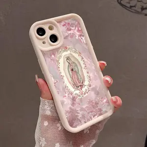 Elegant Pink Maria Pattern Phone Case, Compatible with 17 16 15 14 13 12 11 PRO MAXPLUS, AIR Mini SE and XS MAX, Full Body Protection and Soft Silicone Cover, Gift for Women Men Girls