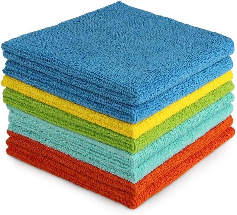 Microfiber Cleaning Cloths 8-Pack - 12 in. x 12 in., Soft Lint-Free Super Absorbent, Surface Cleaner for Car Detailing Products, Home & Kitchen Dusting Rags, Microfiber Drying Cloths