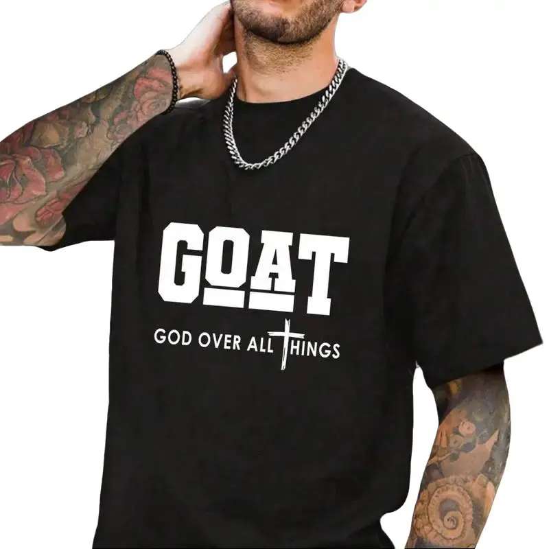 Goat God Over All Things Shirt Casual Style Crew Neck Short Sleeve T-Shirt Tops Trendy for Unisex, Perfect Gift,shop
