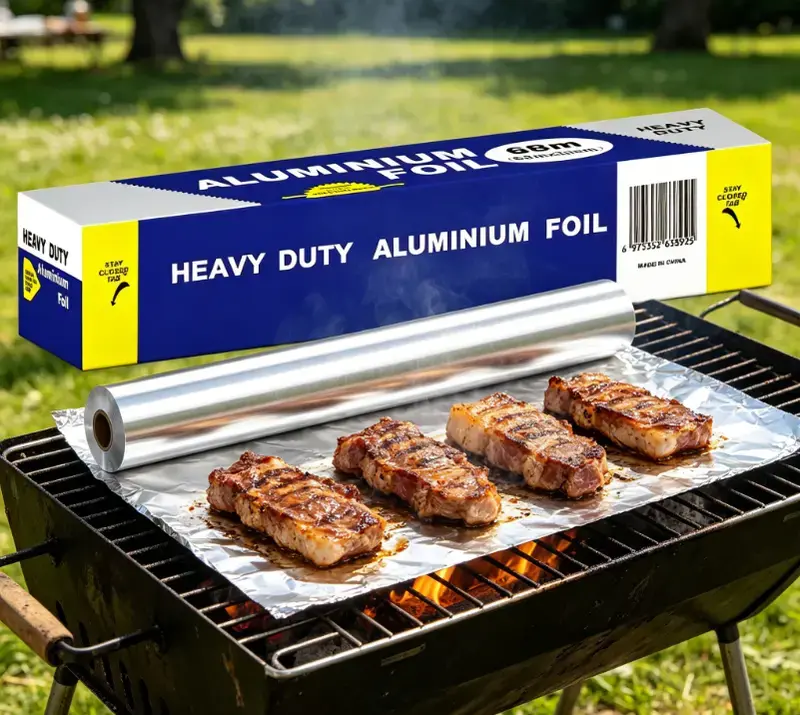Aluminum Foil Paper 223 Sq Ft, Heavy Duty Aluminum Foil, Non Stick Foil Roll with Cutter for Grilling, Cooking, Catering, Grill Foil Wraps for Food, 12 Inches Wide, Silver