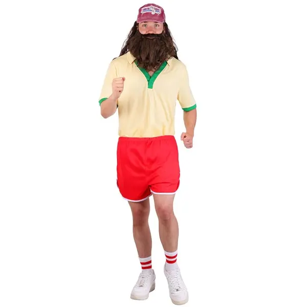 HalloweenCostumes Men's Forrest Gump Costume Kit, Menswear Clothes with Shorts, Socks, and Beard for Special Occasions