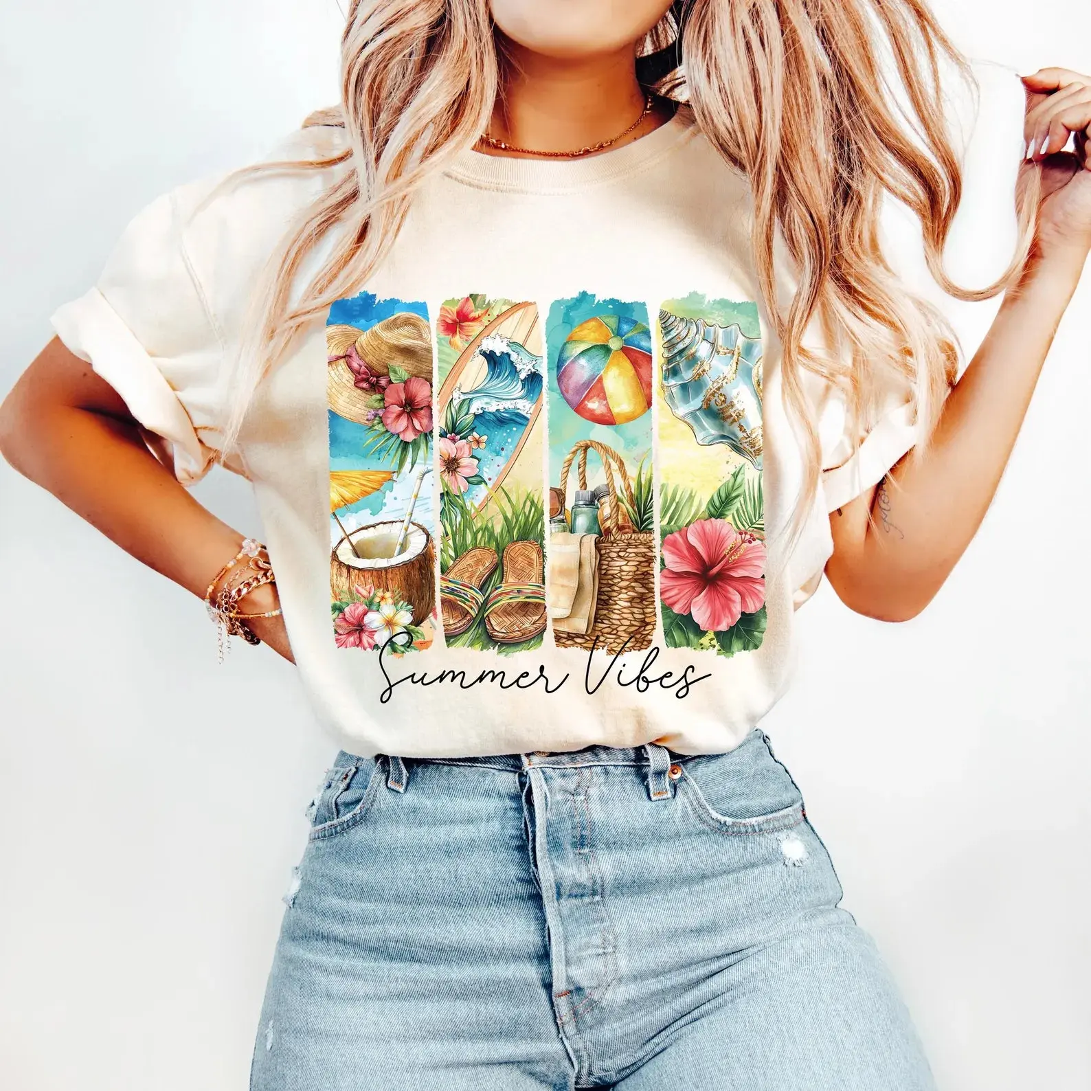 Summer Vibes Brushstroke DTF Transfers - THIS IS NOT A SHIRT