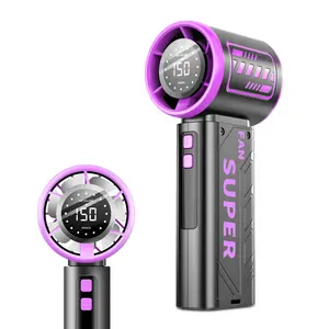 SUPER Handheld Portable Fan  4000mAh Rechargeable Battery  6 Speed Wind  LED Digital Display  Electric Personal Mini Travel Fan with Backup Power  Summer Essentials Gifts