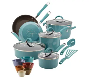 Rachael Ray Cucina Enamel 18-Piece Cookware and Prep Bowl Set