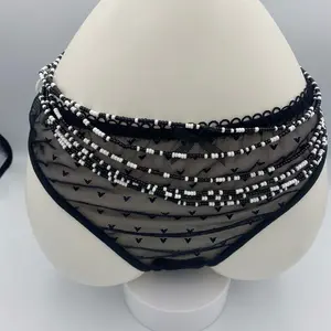Tiktok waist beads Black and White Waist Beads- Tie On - Body Jewelry-    African Waist Bead- Plus size  Friendly 45"-50" Long