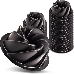 25 Pcs Mini Fluted Tube Pan Cake Pans, 4 Inch Carbon Steel Mini Flan Molds Pan, Nonstick Reusable Tube Oven Baking Mold for Cupcake, Bread, Brownie