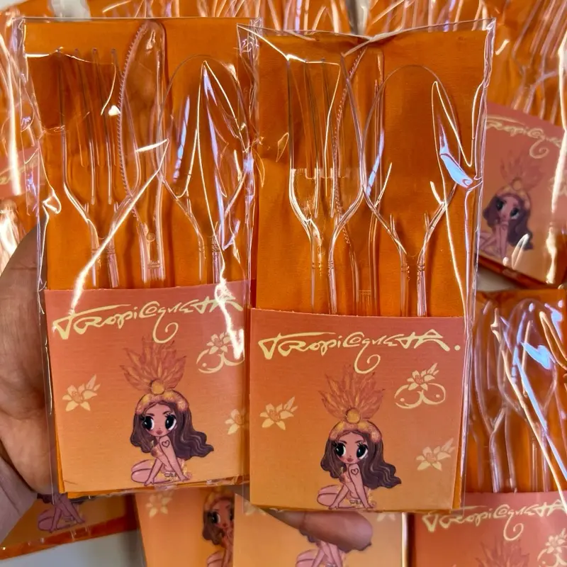 ORANGE TROPI 12 pcs  PARTY UTENSILS