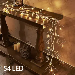 54leds 5.9ft Christmas Tree Lights Vine Lamp Warm Color, USB Powered 8 Modes Adjustable, Indoor Outdoor Decorations, Party Lighting Decoration, Wedding Birthday Party