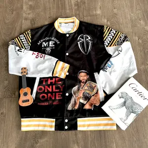 Roman Reigns CP Baseball Jacket, Wrestling Entertainment Varsity Bomber, Bold Fan Streetwear Outerwear